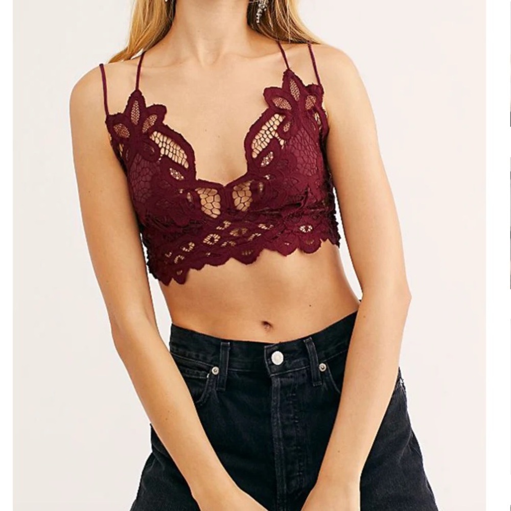 Free People Adela Bralette in Burgundy